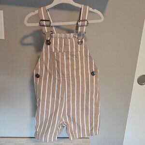 Beige & White Striped Toddler Overalls 18-24 months